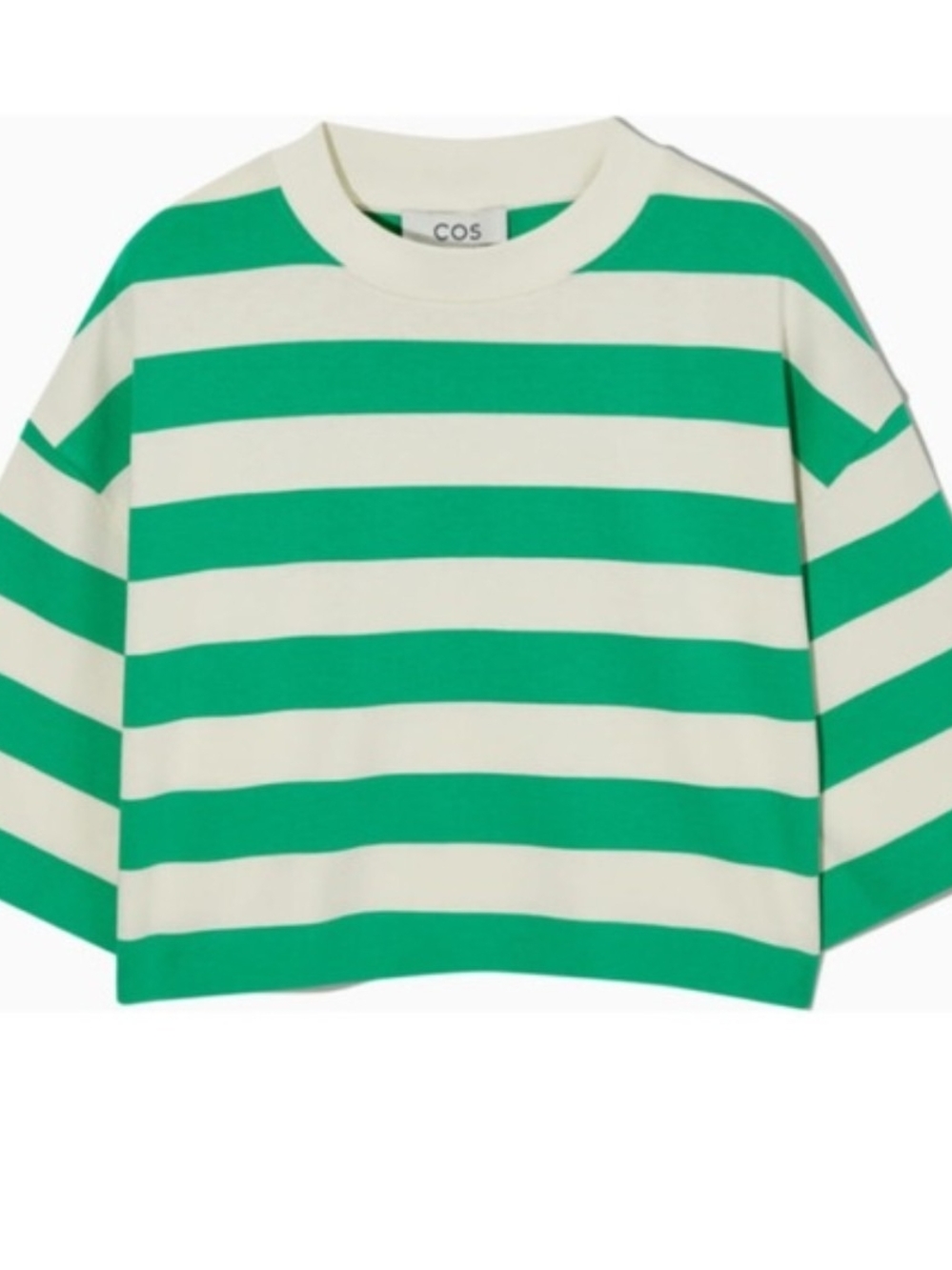 COS Highline Green & Cream Wide-Stripe Tee